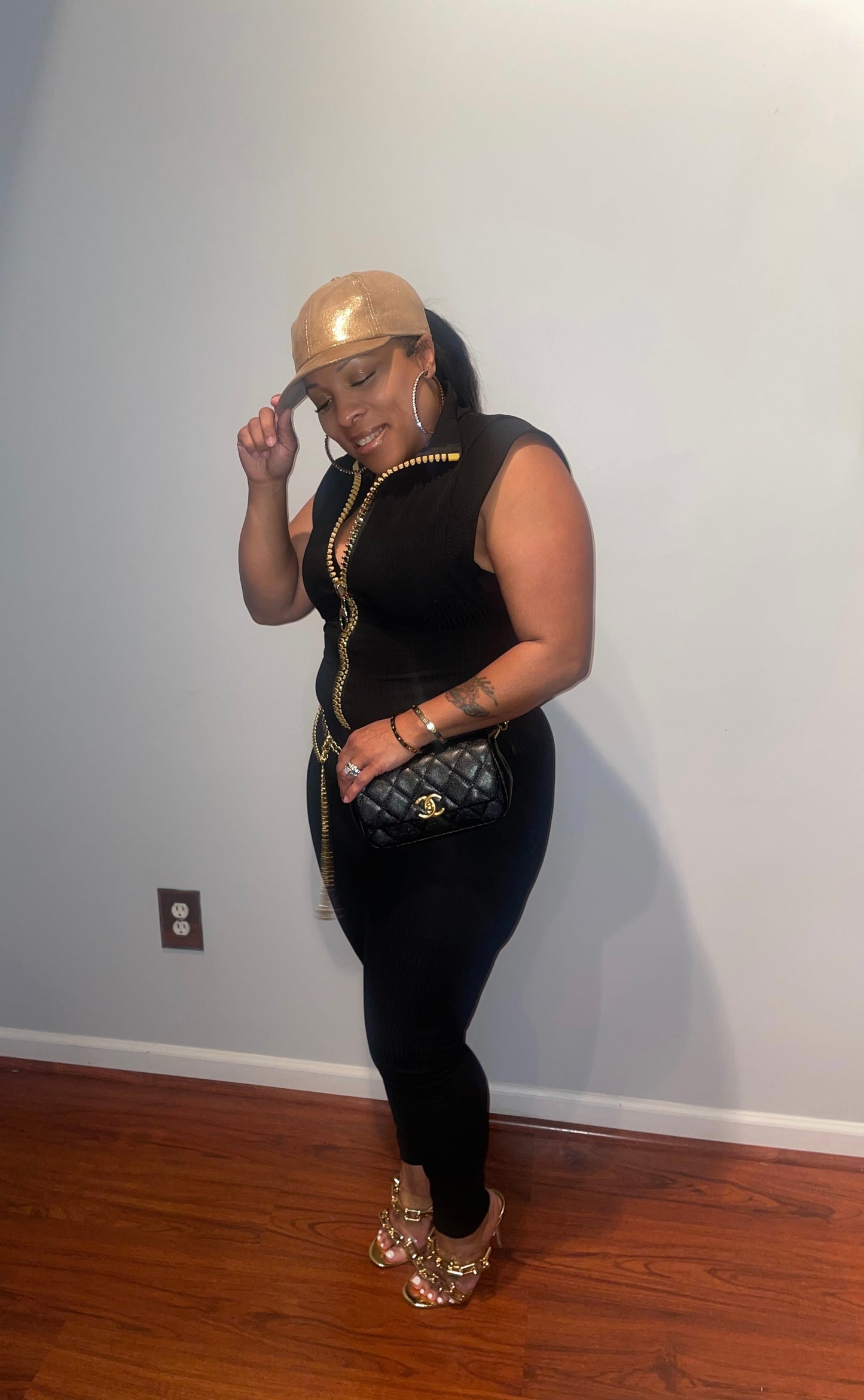 Black Jumpsuit w/Gold Zipper